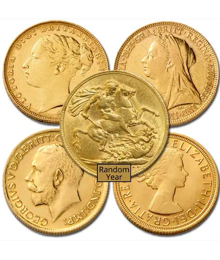 British Gold Sovereign - Circulated, Older Dates, Design our Choice, .2354 Oz