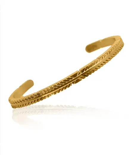 Gold Bangle - Embellished Tribal **Matte Finish** - 32.4 Grams, 24K Pure
