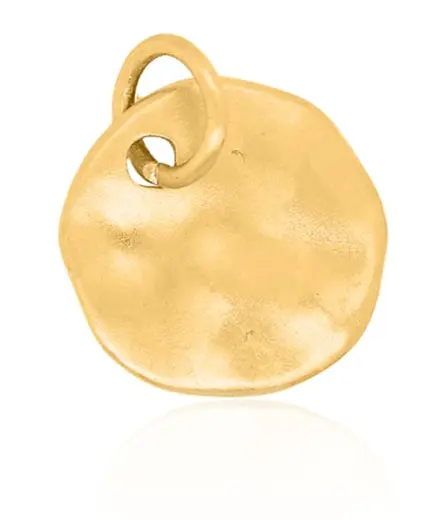 Gold Charm - Softly Hammered Disc **Matte Finish** - 5.6 Grams, 24K Pure