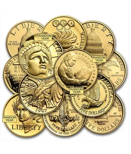 $5.00 U.S. Mint Commemorative Coin, 0.2419 Troy Oz Gold